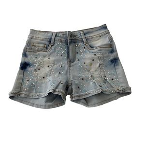 Small High Waisted Light Blue Denim Festive Shorts